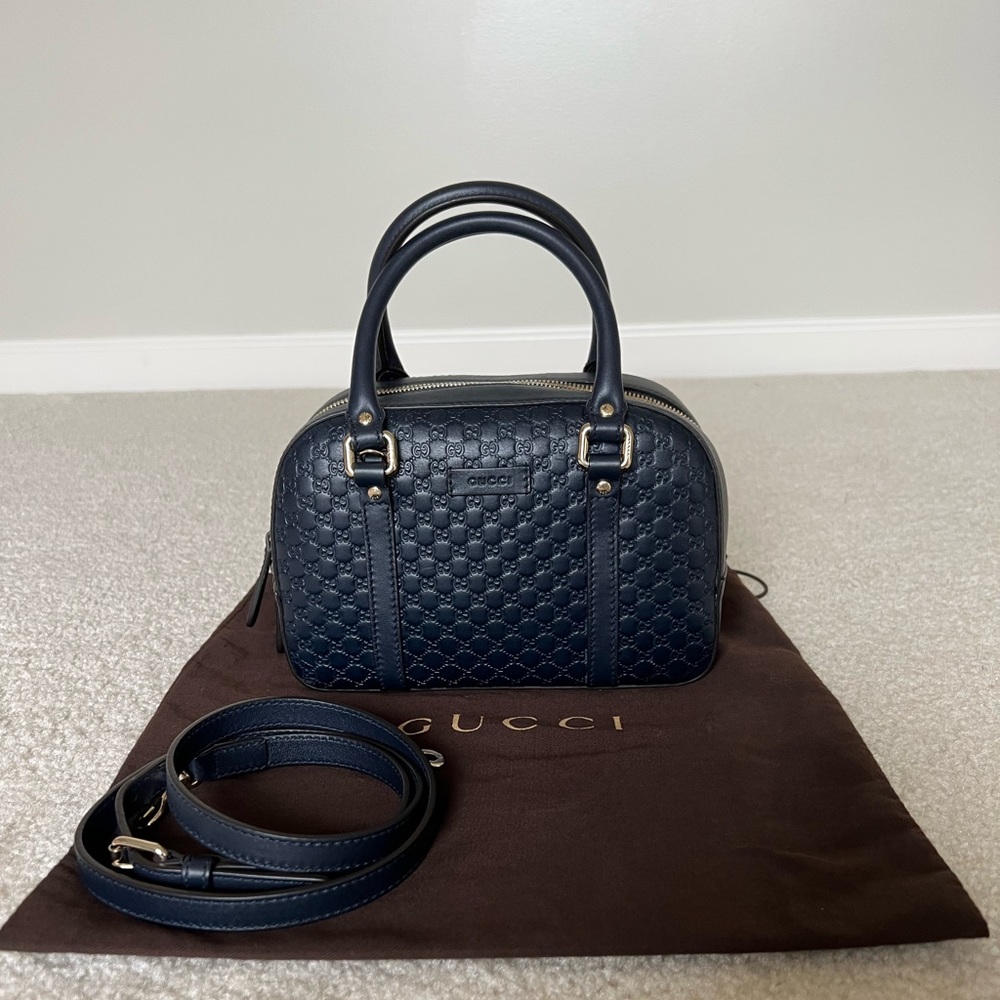 Authentic Gucci Dome Satchel - Navy Blue